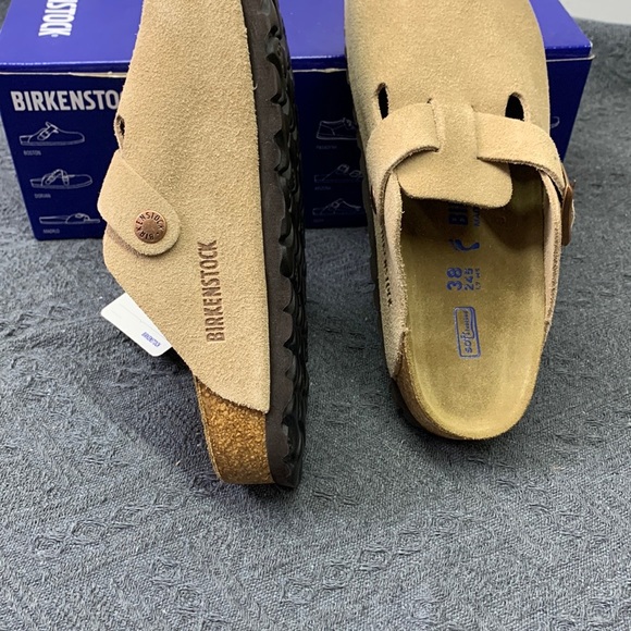 NWT Women's Birkenstock Boston Narrow Fit | Latte Cream Suede • Airport-Ready - Picture 5 of 5